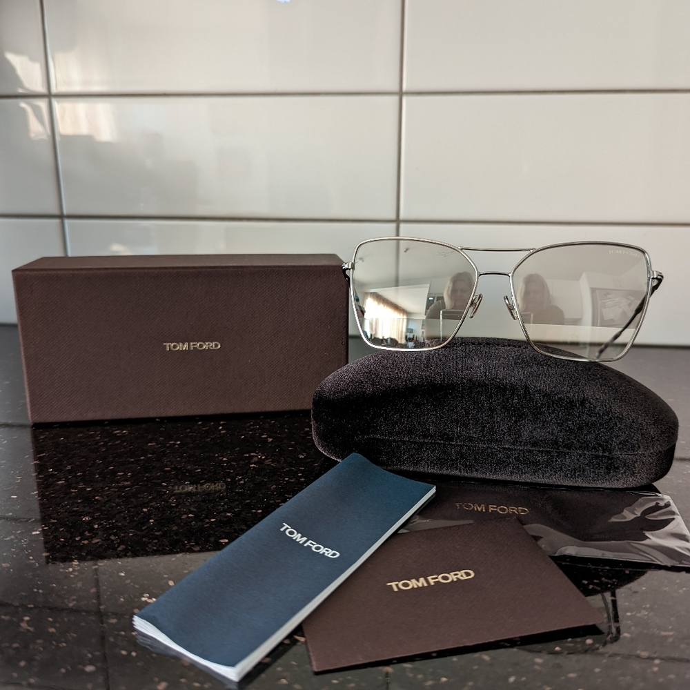 Tom Ford TF 738 Sye Sunglasses 16C Silver/silver Gradient Mirror Size 61